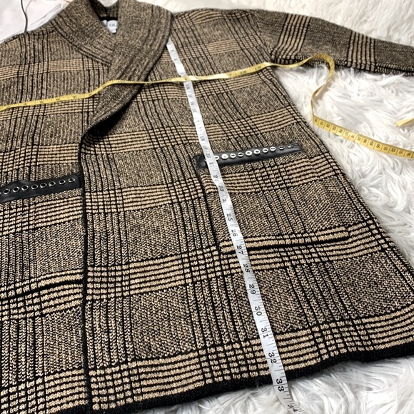 JOSEPH Ribkoff open cardigan pockets faux leather/crystals trim Women’s XS/S - Picture 7 of 10